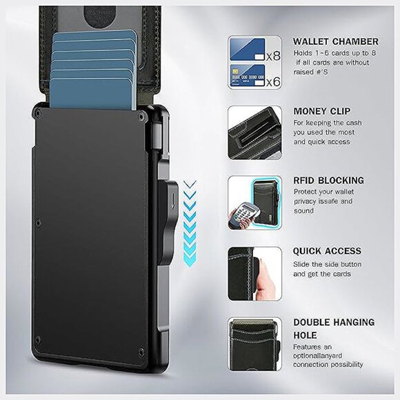 Wallet for Men - with Money Clip Slim Leather Slots , Dark Olive Green - Picture 3 of 6